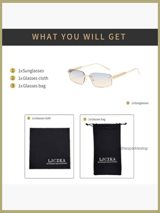Rimless Rectangle Sunglasses Retro Square Frameless Metal Frame UV Protection